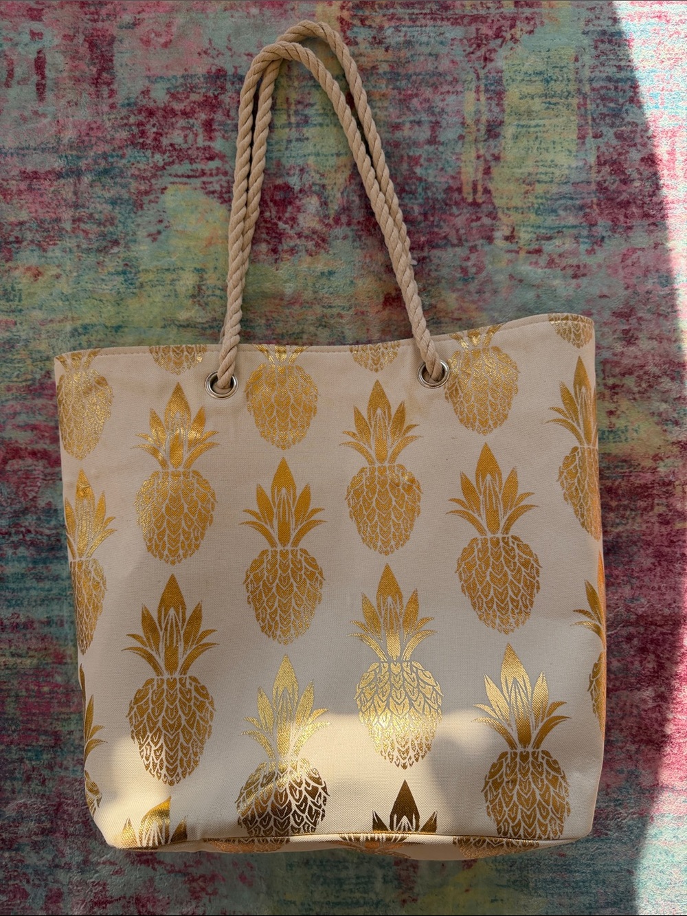 Gold Pineapple Canvas Tote Bag - Women